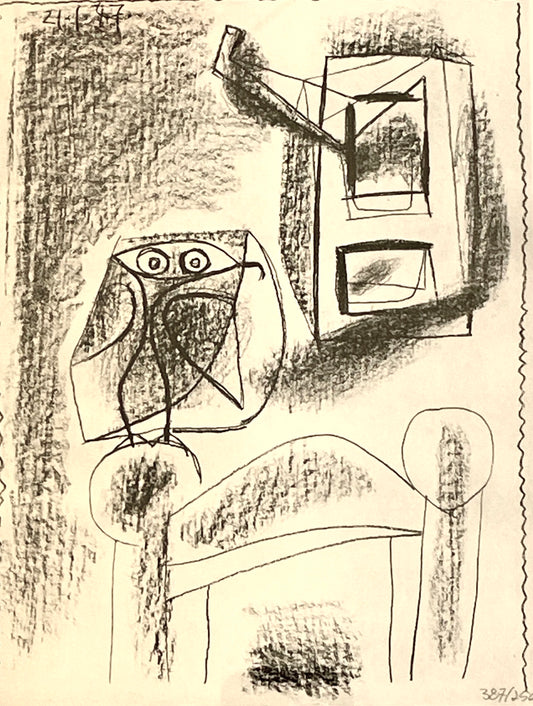 Picasso Hibou Au Crayon Lithograph