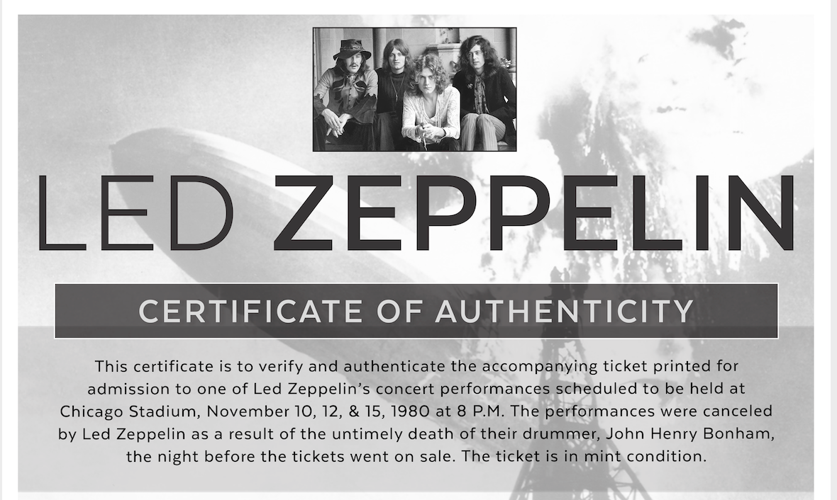 ORIGINAL LED ZEPPELIN 1980 CONCERT TICKET