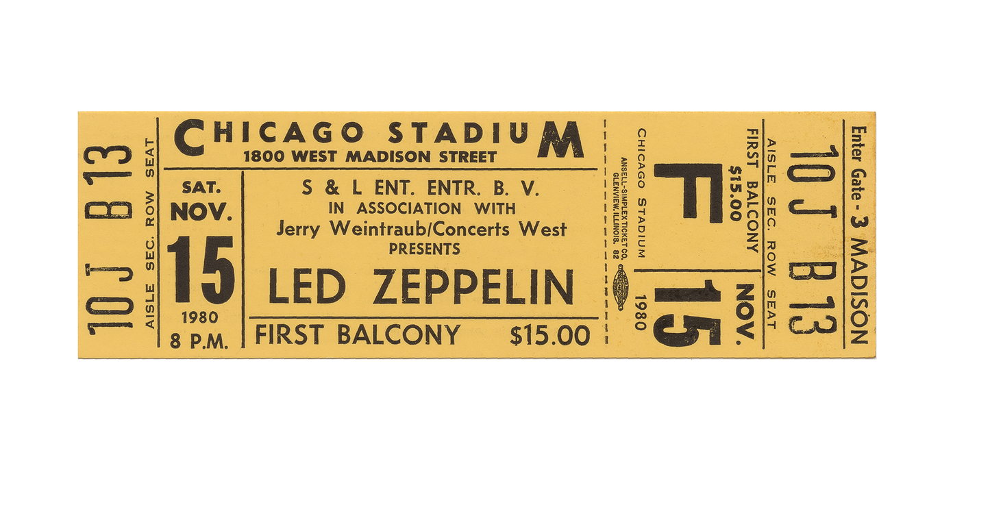 ORIGINAL LED ZEPPELIN 1980 CONCERT TICKET