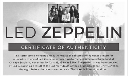 ORIGINAL LED ZEPPELIN 1980 CONCERT TICKET – White Cross Art ORIGINAL LED ZEPPELIN 1980 CONCERT TICKET – White Cross Art